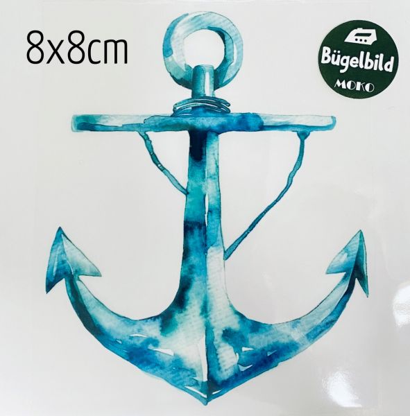 Bügelbild kleiner Anker blau 8x8cm