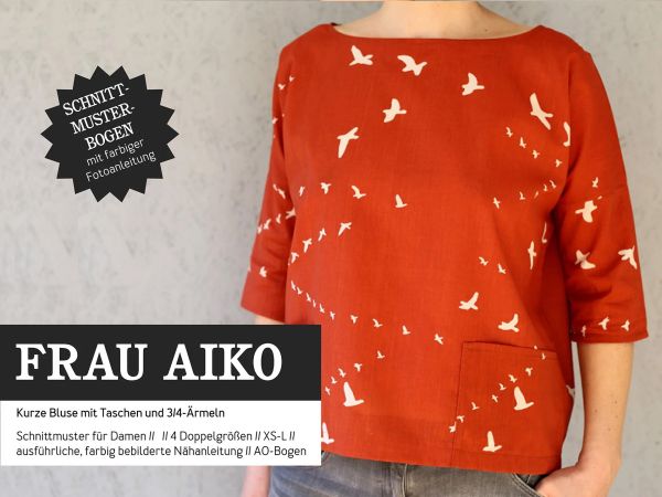 Schnittmuster FRAU AIKO • kurze Bluse mit Taschen von Studio Schnittreif • Gr. XXS-L