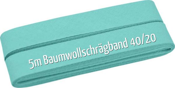 5m Schrägband aus Baumwolle hellmint - Baumwollschrägband 40/20/10