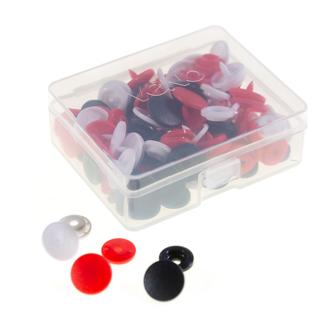 30 Kam Snaps im Farbmix maritim rot blau weiß – bunte Plastik Druckknöpfe Ø 12,4 mm mit Box