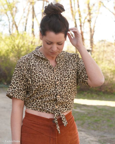 Double Slub Musselin Animal Print Leo braun – Double Gauze Meltem von Swafing