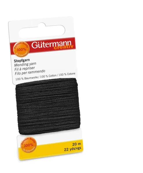 20m Gütermann Stopfgarn anthrazit – 100% Baumwolle für Reparaturen & Handarbeiten