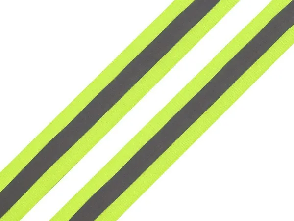 Reflektorband neon gelb grün silber 2,5cm breit - Reflexband reflektiert im Dunkeln für mehr Sichtba
