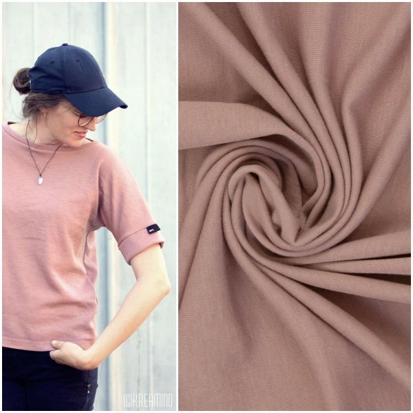 Weicher dünner Merinostrick in altrosa - 100% Schurwolle Merino Strickstoff von Swafing