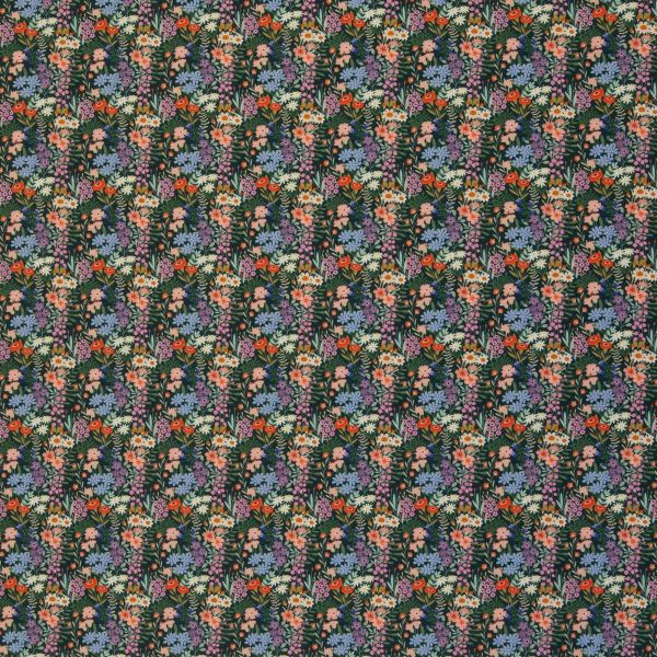 Dekostoff Canvas Secrets of Summer Wiesenblumen dunkelgrün bunt – Baumwollcanvas von Swafing
