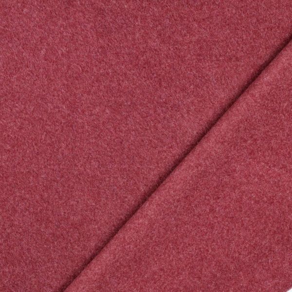 Bio Baumwollfleece – Dunkelrot Melange – warmer, flauschiger Baumwollstoff für Hoodies & Jacken