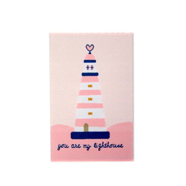 Bügelbild Leuchtturm rosa - Applikation zum Aufbügeln