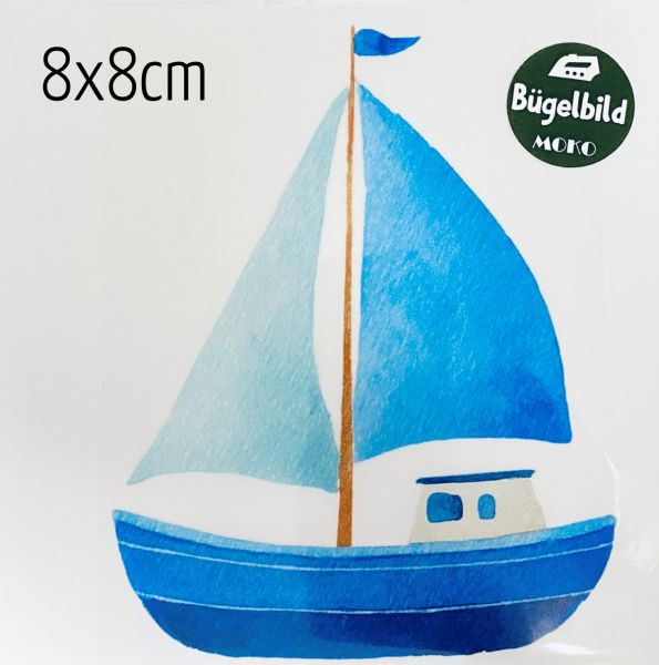 Bügelbild kleines Segelboot blau 8x8cm