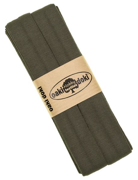 3m Elastisches Schrägband aus Jersey dunkelgrün schlamm - Jerseyschrägband 40/20/10