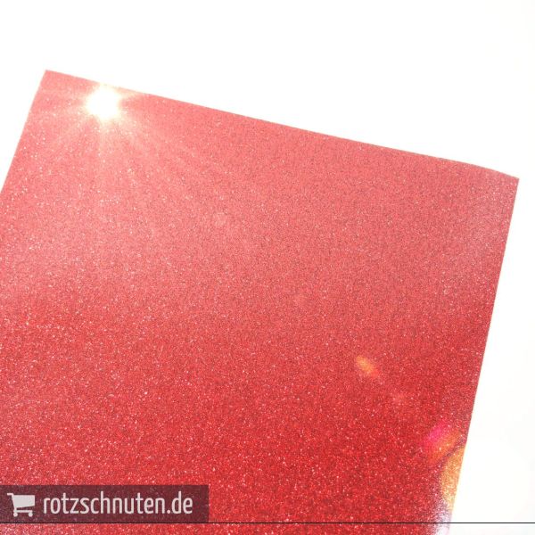 Flexfolie für Textildruck Glitter rot A4 - Plotterfolie Plottermarie Glitzer Funkelfolie 360µ
