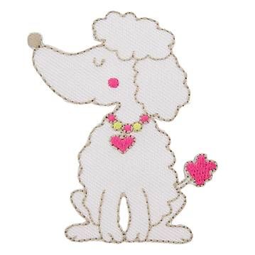 Bügelbild Hundedame mit Halsband - Applikation zum Aufbügeln