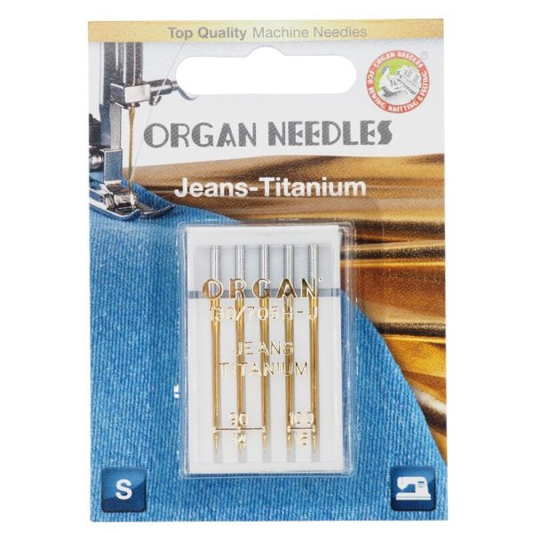 ORGAN Nähmaschinen Nadeln – Jeans Titanium Mix 90/14-100/16 – für feste Stoffe