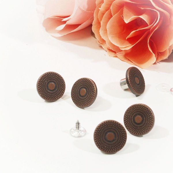 Jeansknopf aus Metall mit Mandala altkupfer– Ø15mm mit Niete Knopf