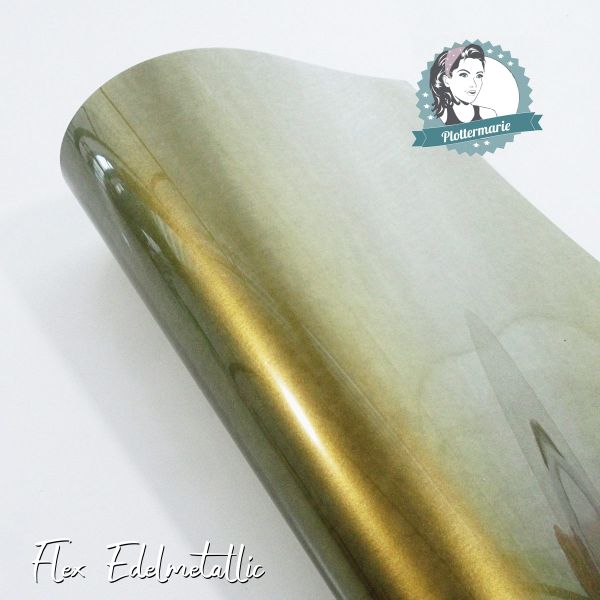 Flexfolie für Textildruck Edelmetallic A4 oliv moos - Plotterfolie von Plottermarie Flex 90µ