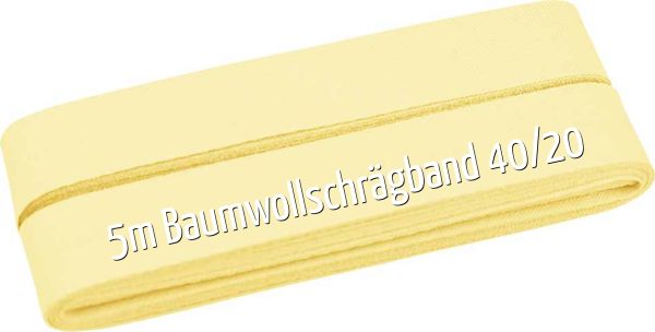 5m Schrägband aus Baumwolle vanille - Baumwollschrägband 40/20/10