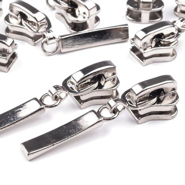 Zipper lang silber für 5mm Profil Endlosreißverschluss PR5