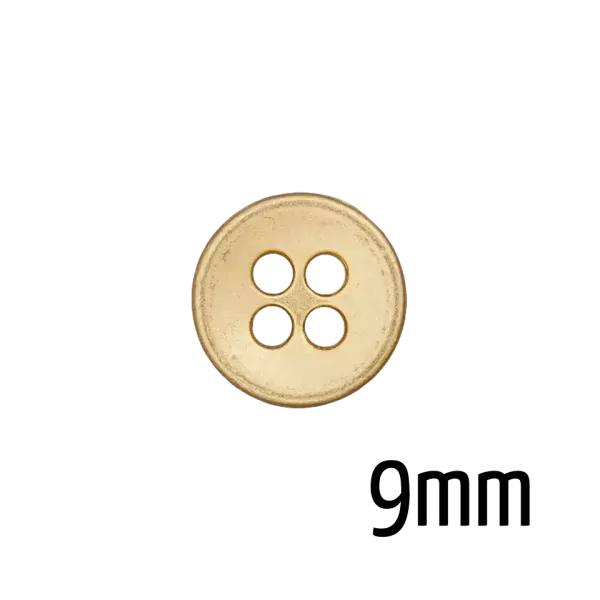 Metallknopf gold matt 9 mm 4-Loch waschbar bis 60 °C