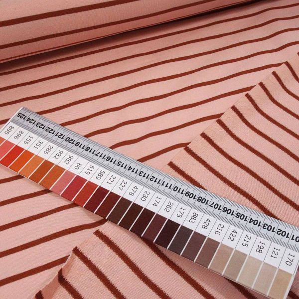 Sommersweat mit Streifen coral rosa rost - French Terry Yarn Dyed