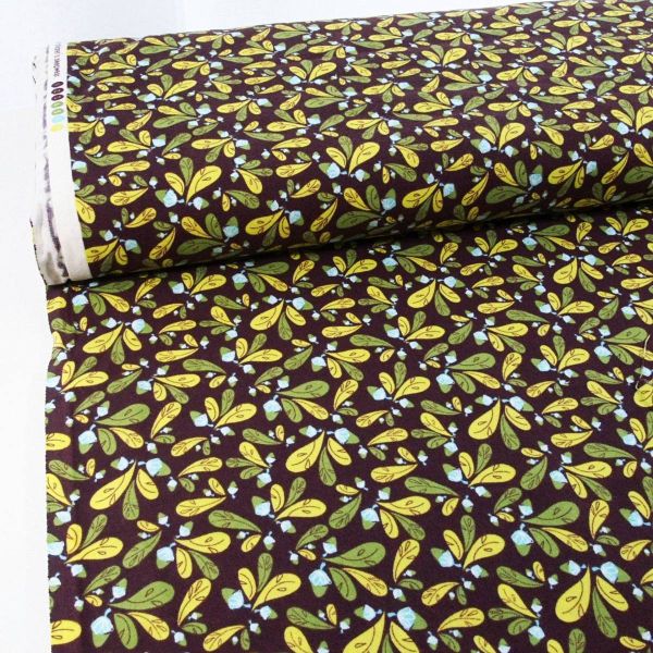 Flanell Blätter Eicheln braun grün – weiche Baumwolle Serie Whoo's Cute