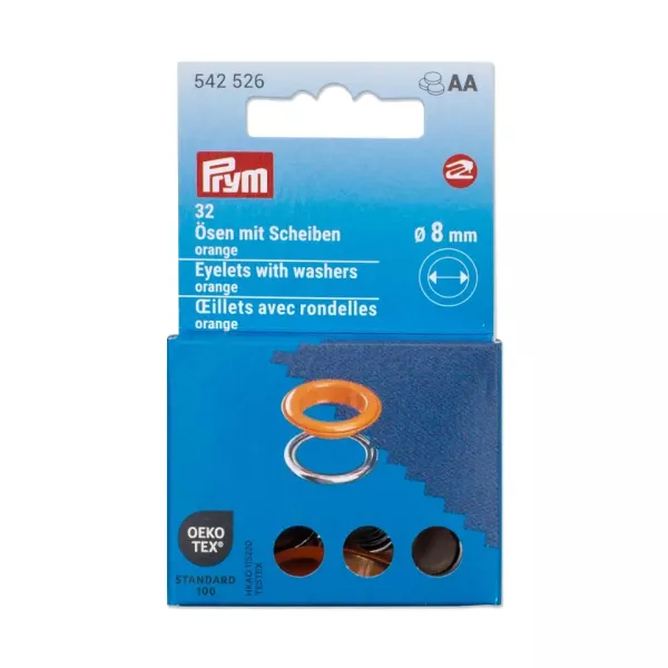 20 Ösen mit Scheiben 8mm orange - für das Prym Vario Creative Tool