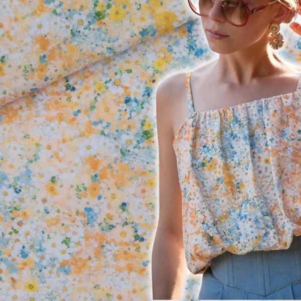 Double Gauze Blüten Lagunenblau Bananengelb - Musselin von See You At Six