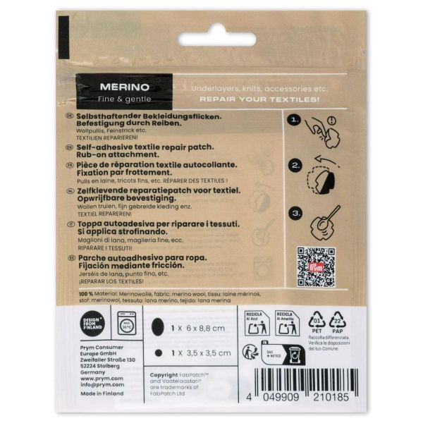 Prym x FabPatch Merino Reparaturflicken schwarz 2 Stück