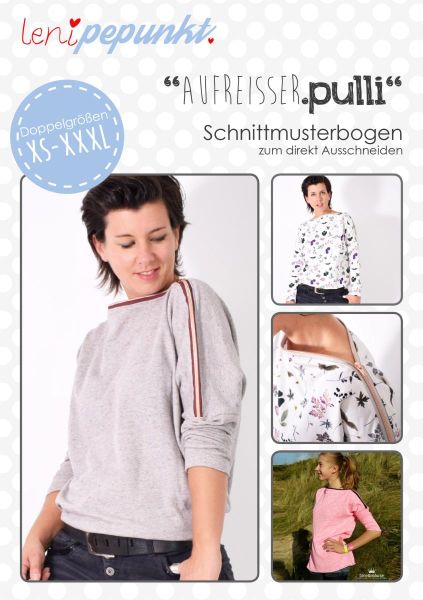 Schnittmuster AUFREISSER.pulli - cooles Shirt mit langem Arm und Reißverschluss Gr. XS-XXXL