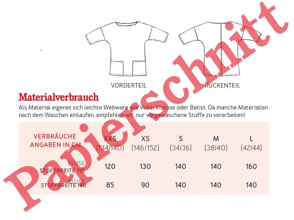 Schnittmuster FRAU AIKO • kurze Bluse mit Taschen von Studio Schnittreif • Gr. XXS-L