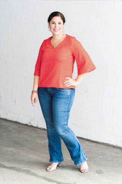 Double Slub Musselin Splash Dots apricot – Double Gauze Cherry Picking Blush by Swafing