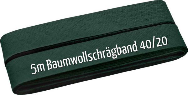 5m Schrägband aus Baumwolle dunkelgrün - Baumwollschrägband 40/20/10
