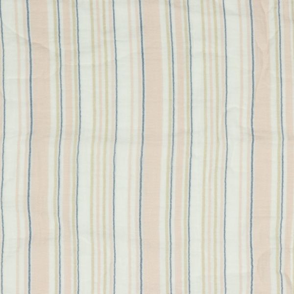 Baumwolle Musselin Streifen rosa weiß beige – Double Gauze Yarn Dyed Stripes powder