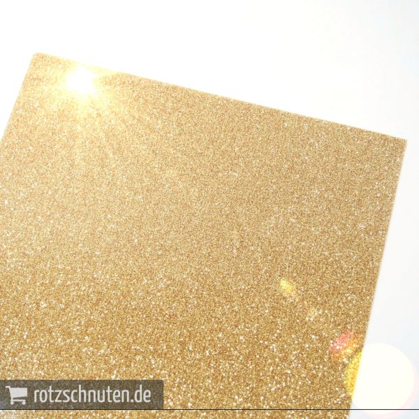 Flexfolie für Textildruck Glitter gold A4 - Plotterfolie Plottermarie Glitzer Funkelfolie 360µ