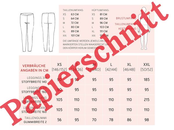Schnittmuster FRAU RIEKE • Leggings Hose von Studio Schnittreif • Gr. XS-XXL