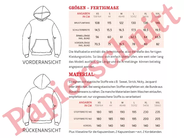 Schnittmuster HERR JONA • oversized Hoodie mit Fronttasche für Herren • Gr. XS-XXL Sweater