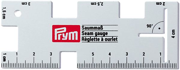 Saumlineal 4x10cm aus Aluminium von Prym - kleines Handmaß aus Metall