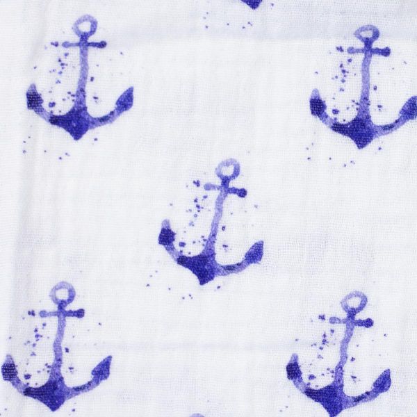 Baumwolle Musselin Anker maritim weiß blau – Double Gauze Thea by Swafing