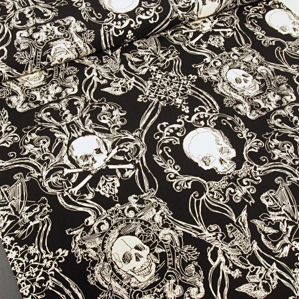 Baumwolle Canvas - Alexander Henry Canvas Scullduggery Totenköpfe