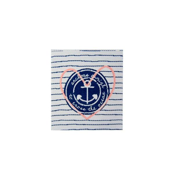 Bügelbild Anker Herz Streifen - Applikation zum Aufbügeln