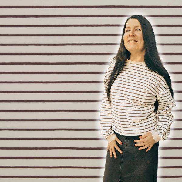 Baumwolljersey ISA creme braun gestreift – Swafing Streifenjersey