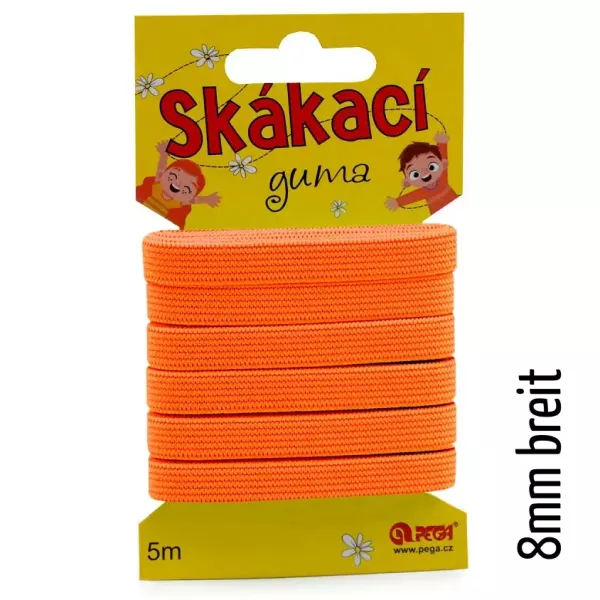 5m schmales Gummiband neon orange - 8mm breit