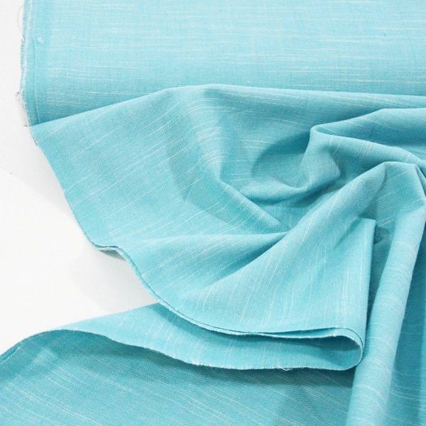 Baumwolle Leinen Look mint türkis – Karma Cottons Surf by Free Spirit