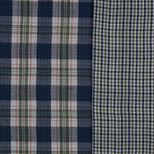 Baumwolle Musselin doubleface Karo blau grün – Double Gauze Vichy Check blue