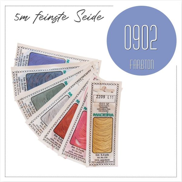 Stickgarn Madeira Silk blau 0902 - Sticktwist aus feinster Seide zum Sticken und Applizieren