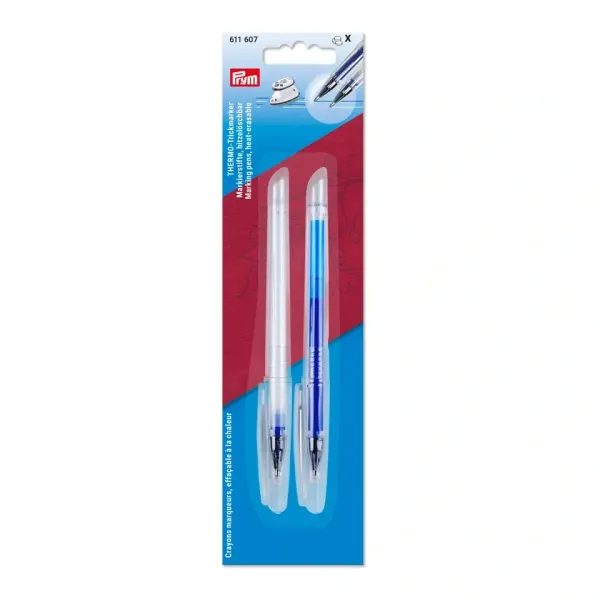 2 Thermo Trickmarker weiß & blau von PRYM - hitzelöschbare Markierstifte für viele Stoffe