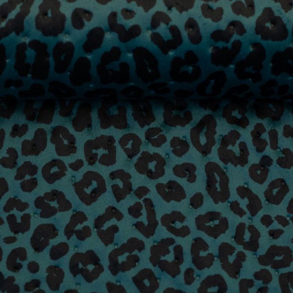Samt Stepper Samos in petrol - Leo Velvet Animalprint von Swafing