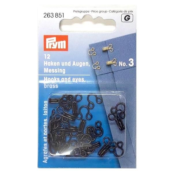 12 Haken & Augen von Prym in schwarz Gr. 3 Maxi - Verschluß Haken Öse groß für Kleider Hosen Rock