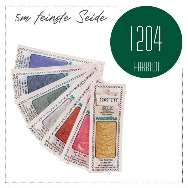 Stickgarn Madeira Silk dunkelgrün 1204 - Sticktwist aus feinster Seide zum Sticken und Applizieren