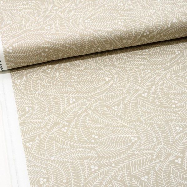 Baumwolle Winter Zweige Beeren beige - Northern Light