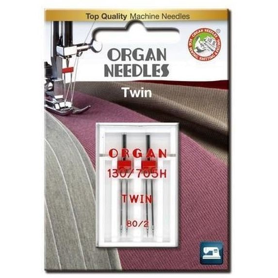 ORGAN Nähmaschinen Nadeln – 2x TWIN 80/2 – Doppel Flachkolbennadel
