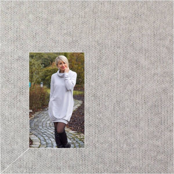 Weicher dicker Strickstoff in hellgrau – Strick Bono von Swafing